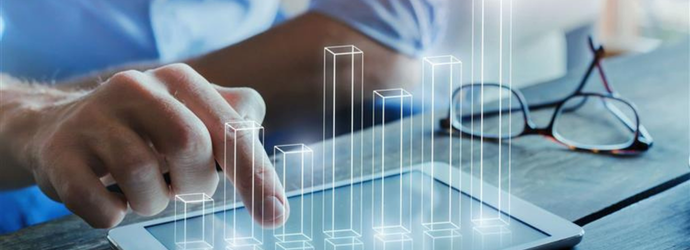 business intelligence concept, graphs shown on a tablet