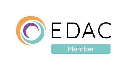 A logo with a colorful swirl icon in orange, teal, and purple next to the text 