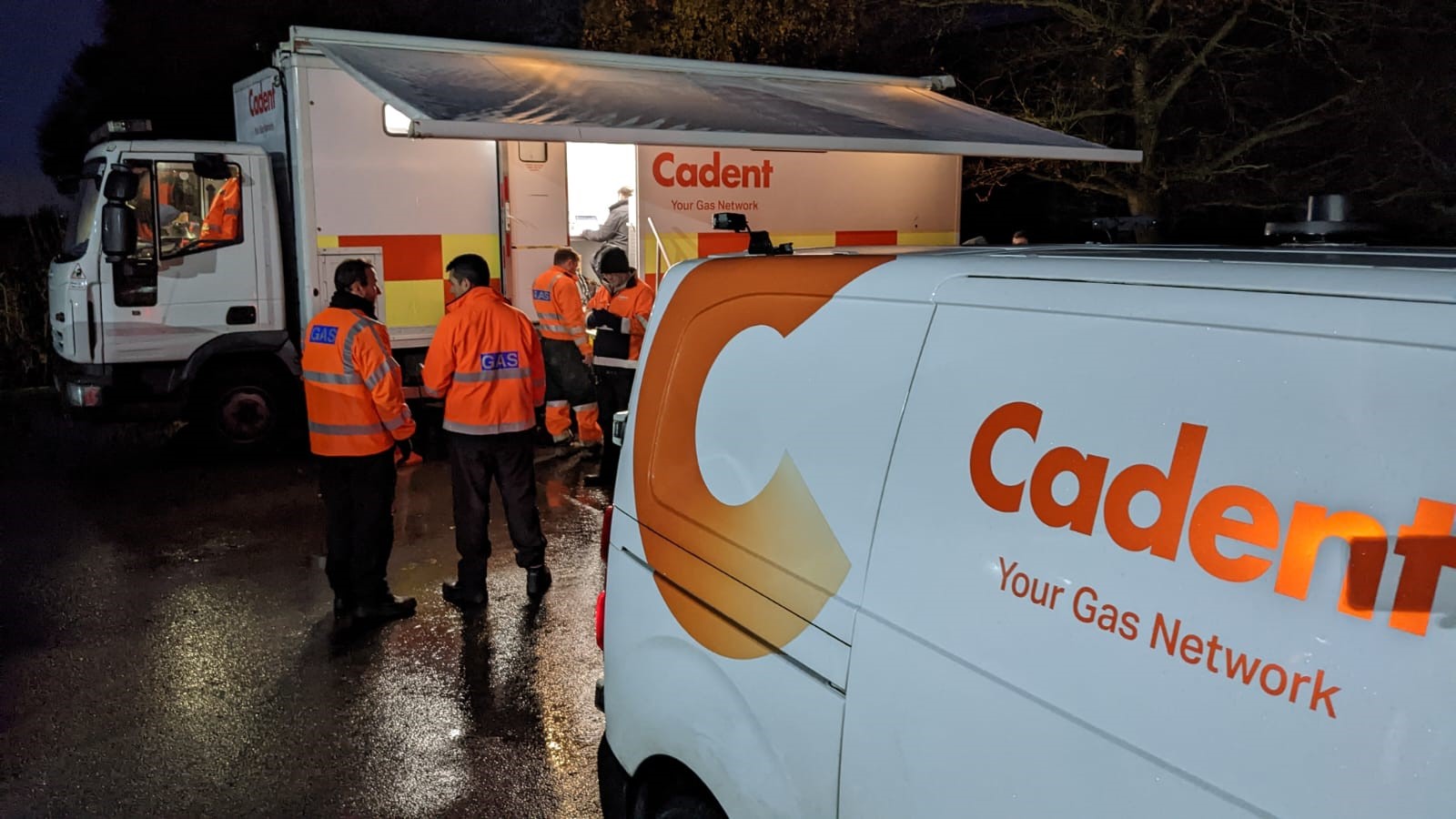 Cadent engineers along with the incident van near Stannington