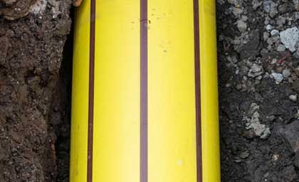 Yellow Gas pipeline under soil