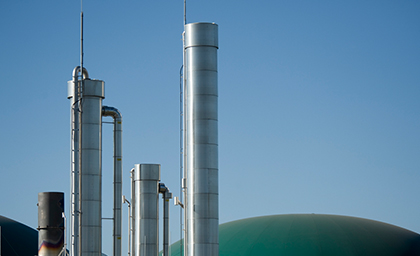 biomethane plant with background clear sky
